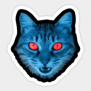 Blue Cat 3D with Red Eyes Gift for Cats Lover Sticker